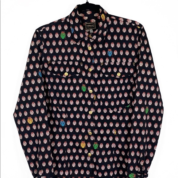 1995 Versace Ladybug Print Button Up Shirt🐞💜 - Picture 5 of 8